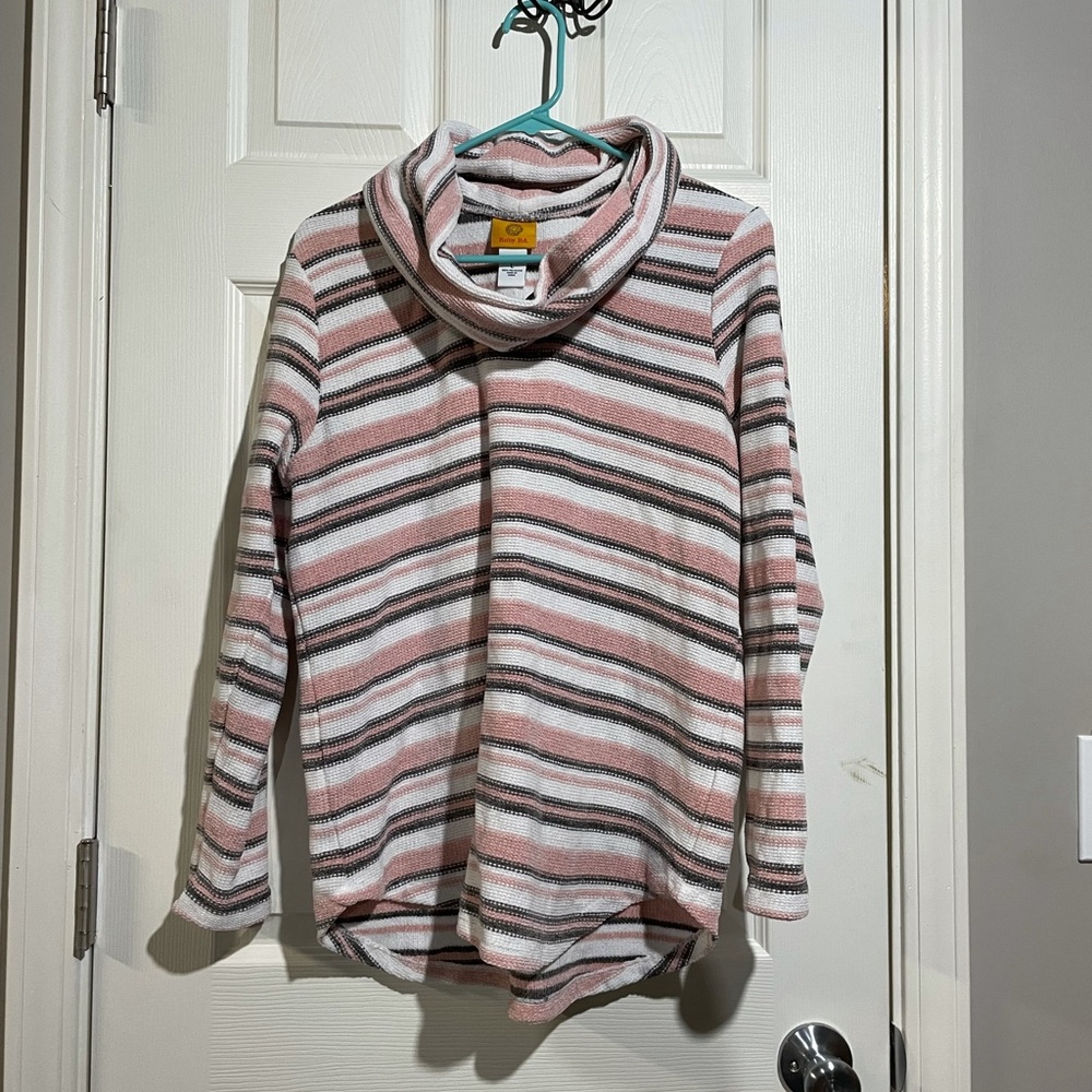Ruby Rd Cowl Neck Stripe Sweater